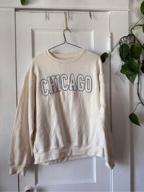 Cream "CHICAGO" Crewneck Sweatshirt NEW YORK POPULAR size L